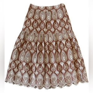 ***RW&CO.** Beautiful Embroidered Broderick Lace Midi Skirt.